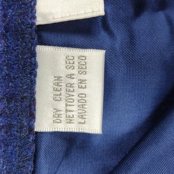 Jones New York Blue Windowpane Check Lamb Shetland Wool Fitted Mini Skirt - Picture 6 of 11